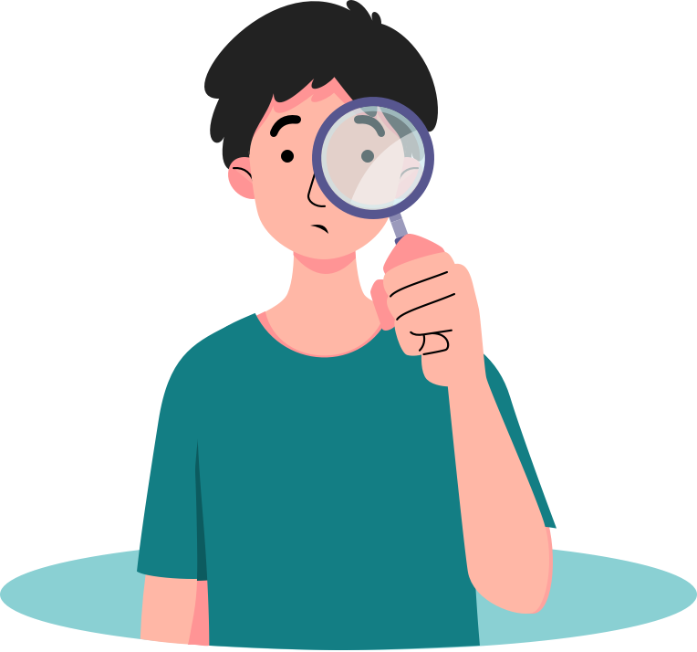 Boy holding a magnifying glass 